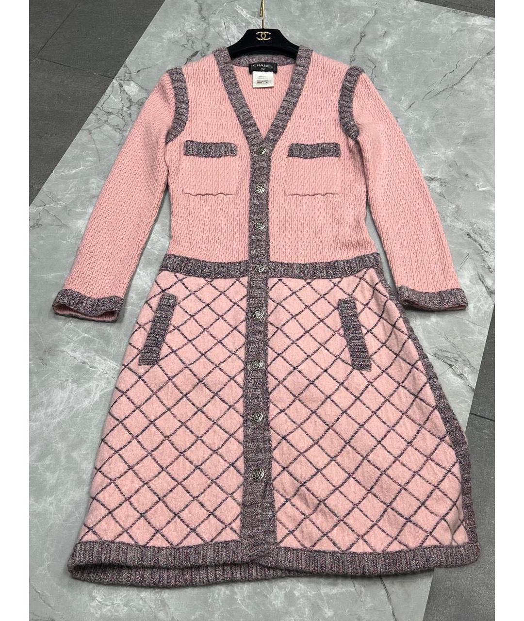 CHANEL Розовое кашемировое повседневное платье, фото 4