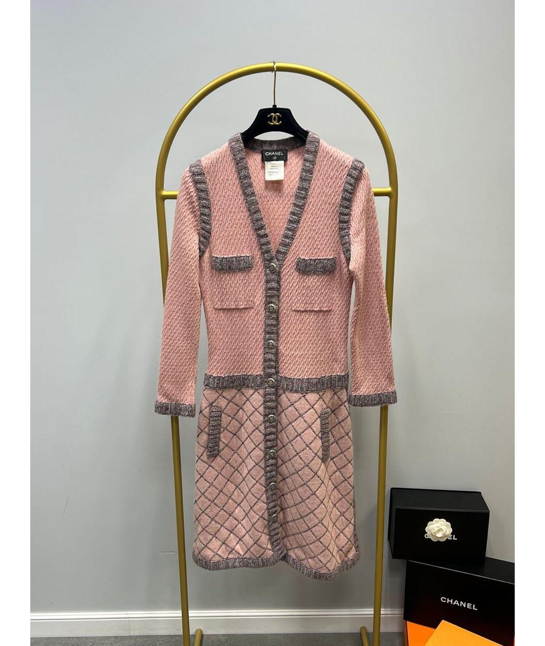 CHANEL Розовое кашемировое повседневное платье, фото 3
