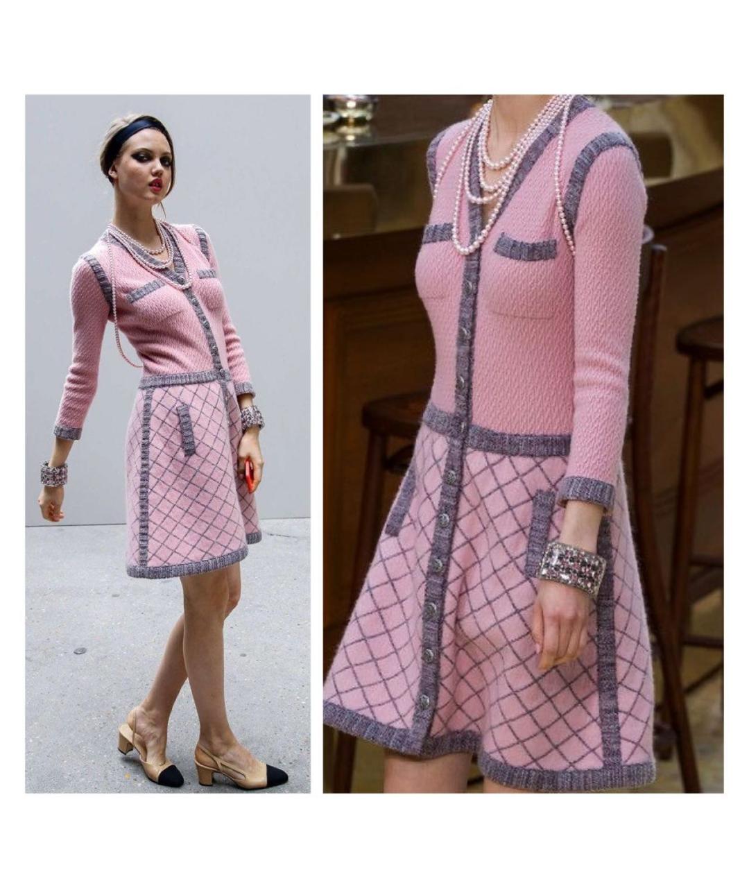 CHANEL Розовое кашемировое повседневное платье, фото 2