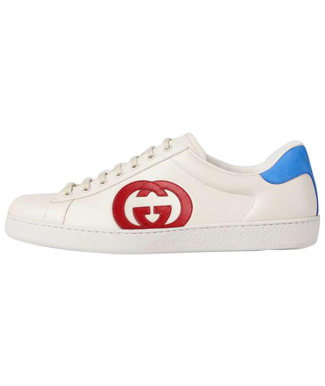 GUCCI Белые кожаные низкие кроссовки / кеды, фото 7