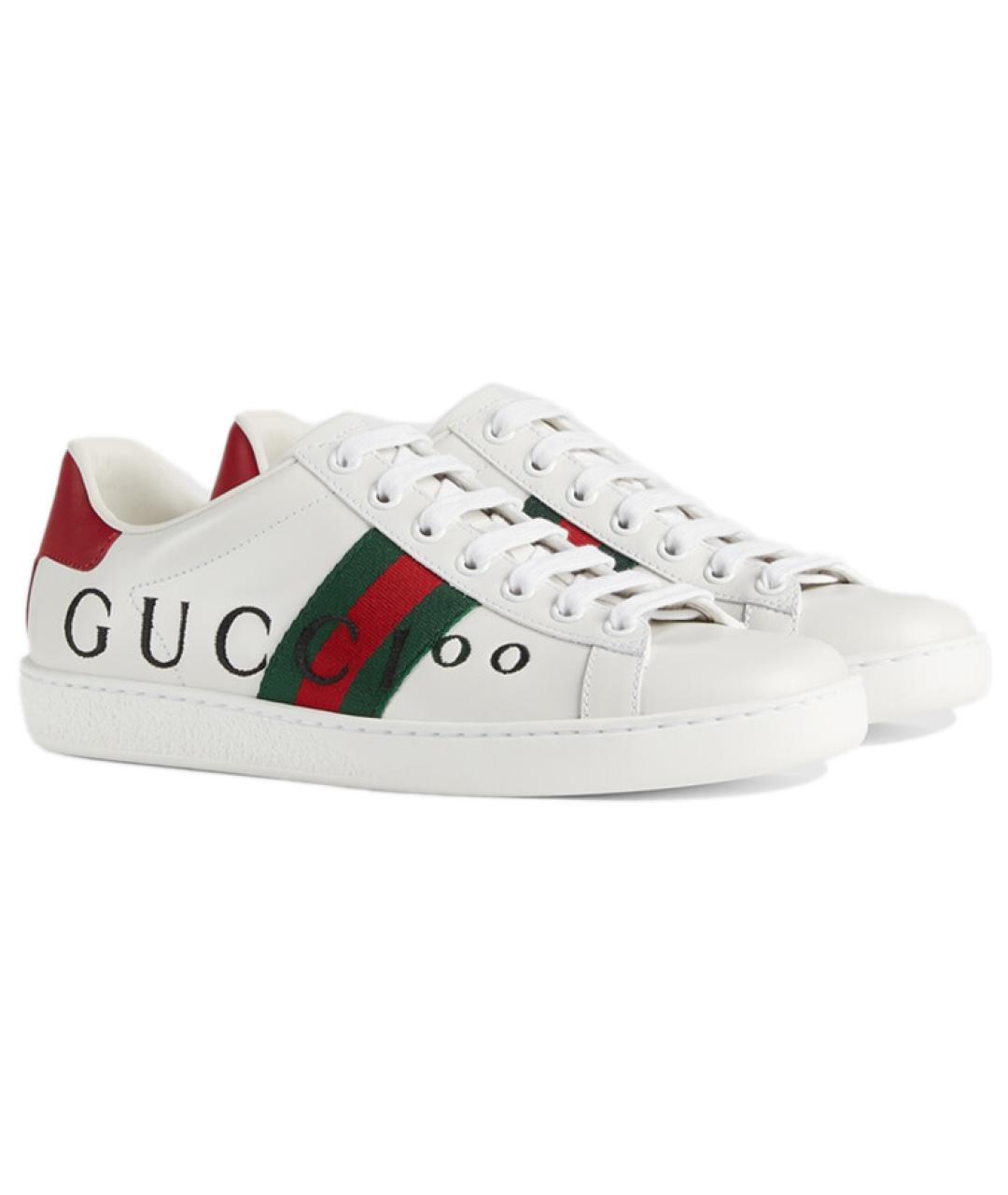 GUCCI Белые кожаные кеды, фото 2