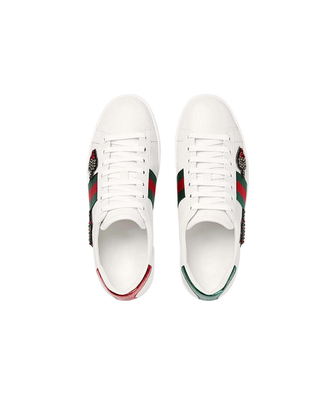 GUCCI Белые кожаные кеды, фото 3