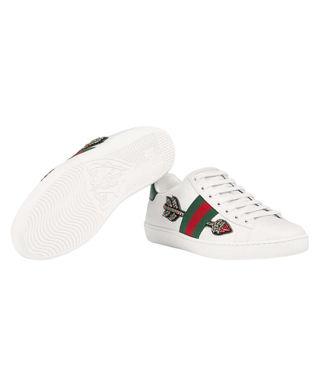 GUCCI Белые кожаные кеды, фото 5