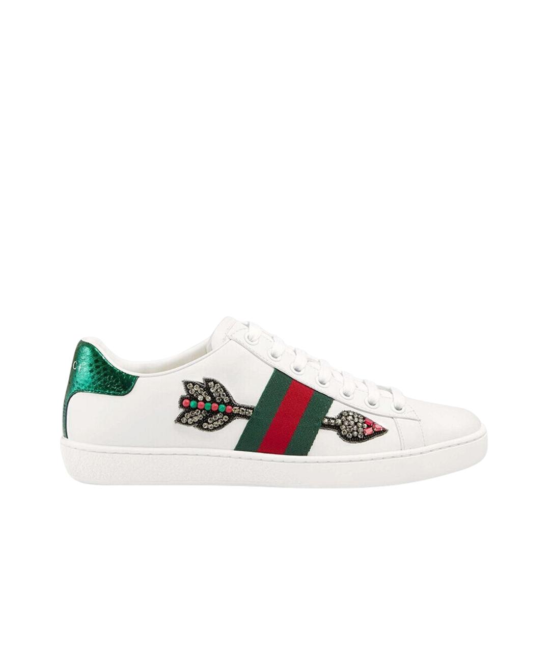 GUCCI Белые кожаные кеды, фото 1