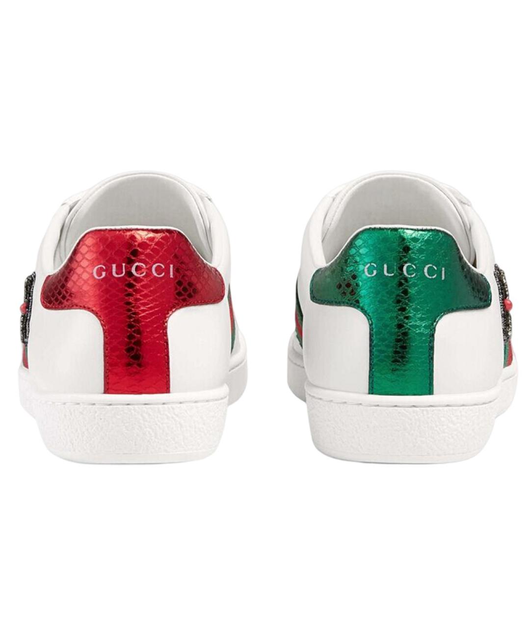 GUCCI Белые кожаные кеды, фото 4