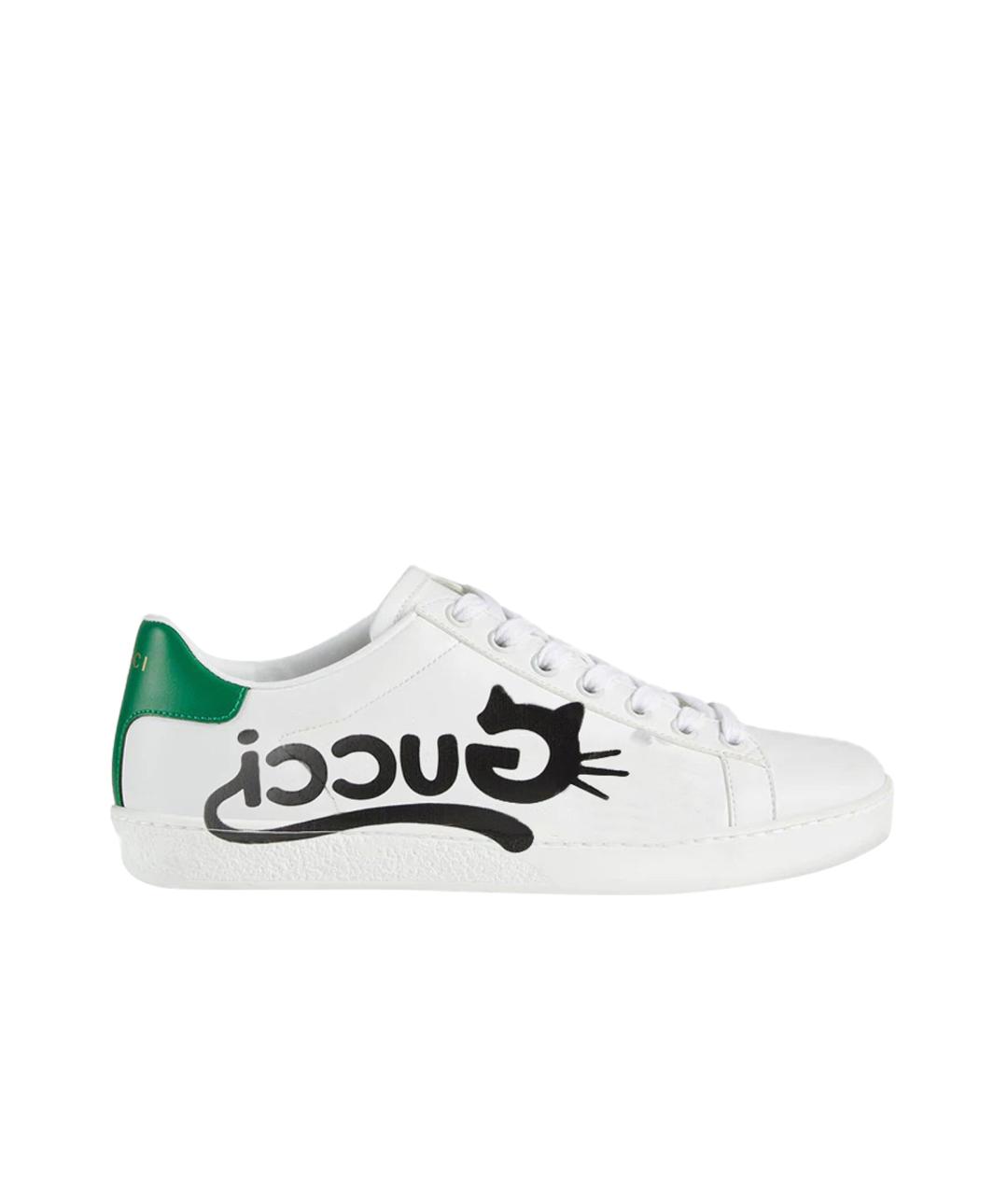 GUCCI Белые кожаные кеды, фото 1