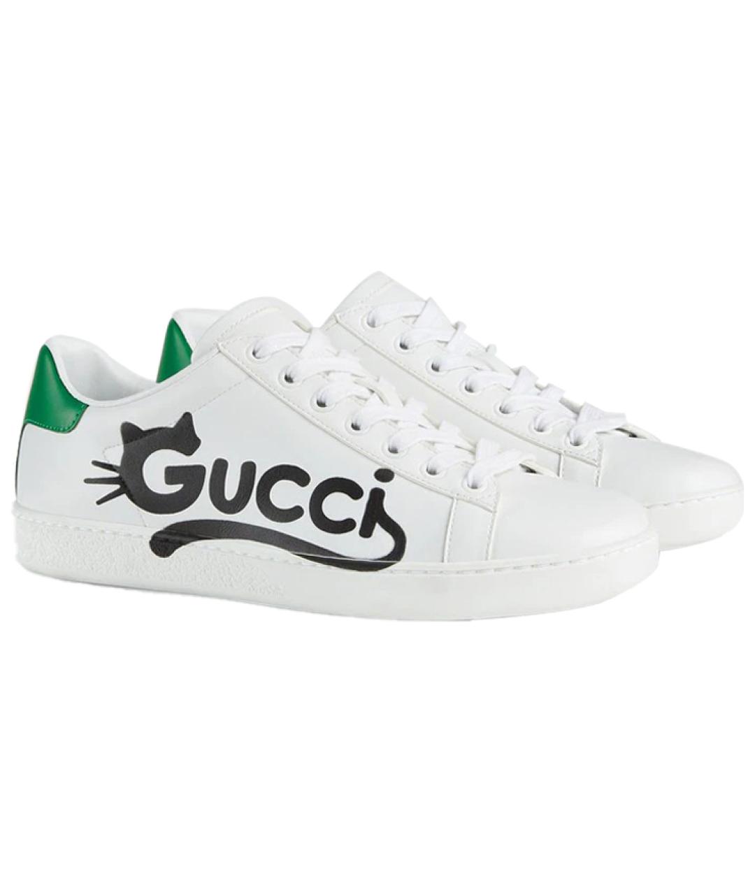 GUCCI Белые кожаные кеды, фото 2