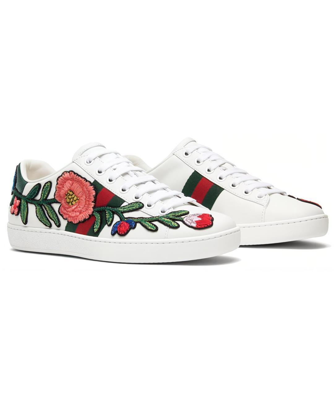 GUCCI Белые кожаные кеды, фото 3