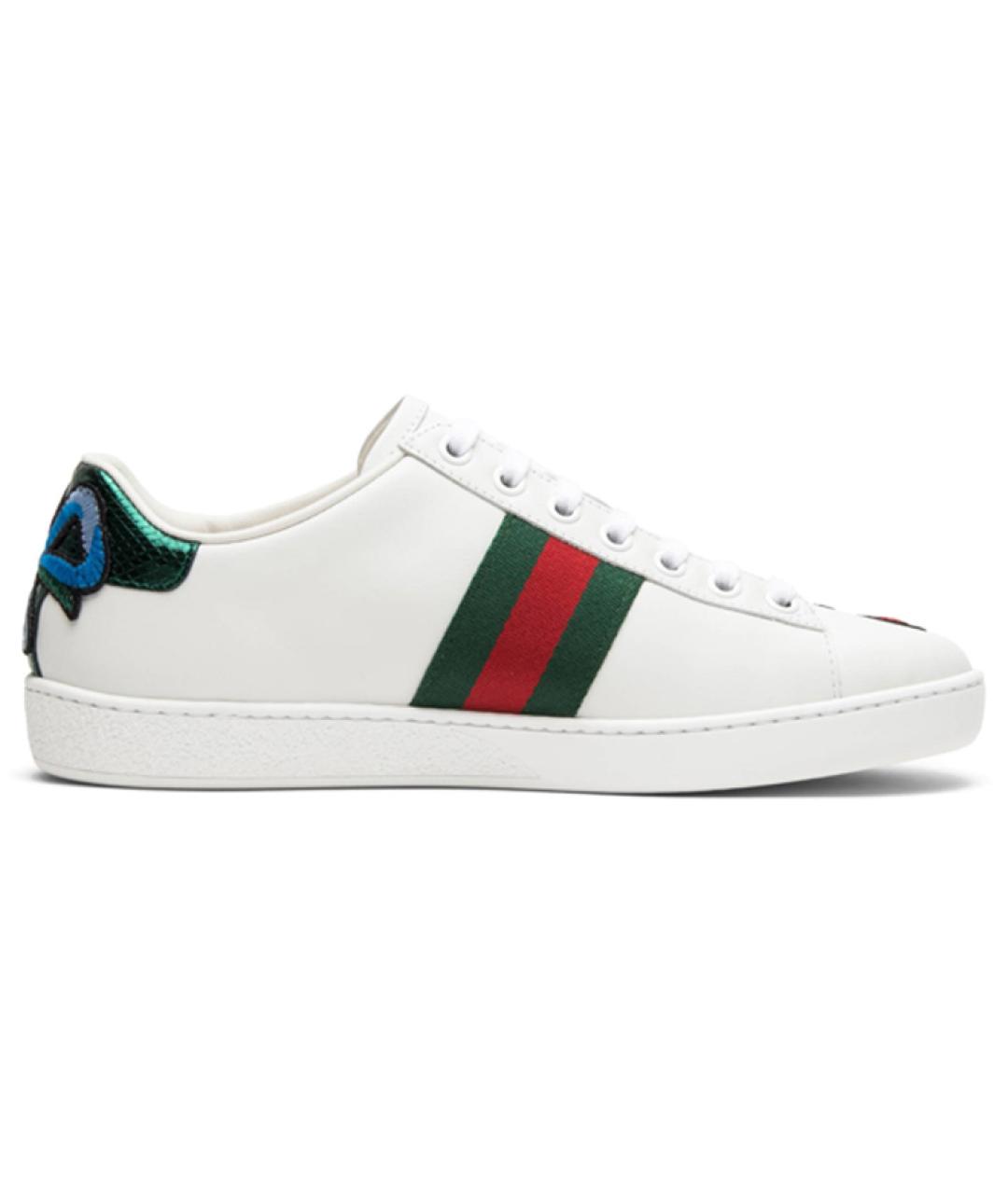 GUCCI Белые кожаные кеды, фото 1