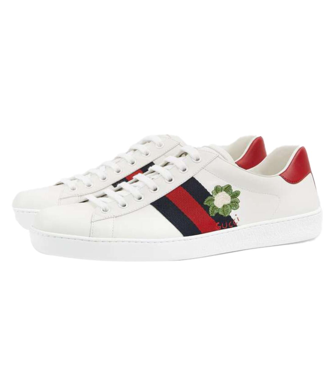 GUCCI Белые кожаные низкие кроссовки / кеды, фото 4