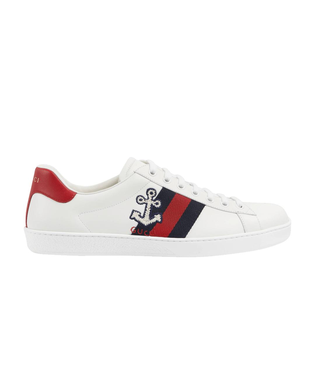 GUCCI Белые кожаные низкие кроссовки / кеды, фото 1