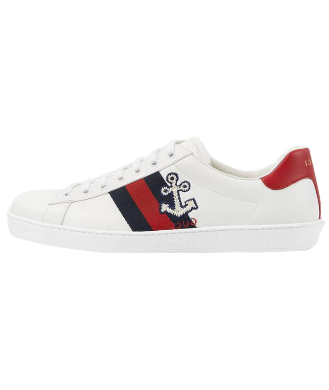 GUCCI Белые кожаные низкие кроссовки / кеды, фото 2