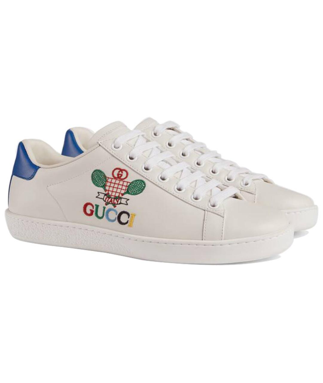 GUCCI Белые кожаные кеды, фото 3