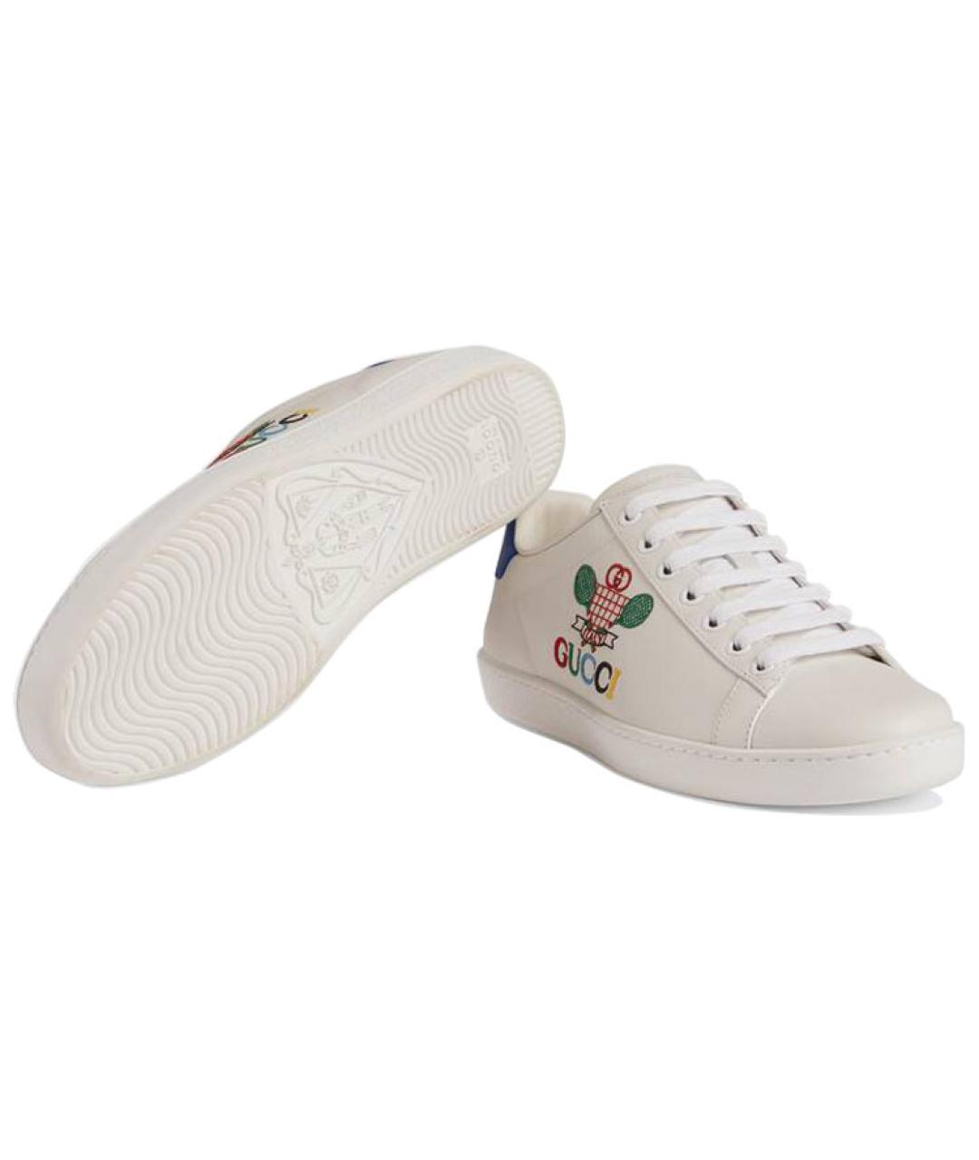 GUCCI Белые кожаные кеды, фото 5