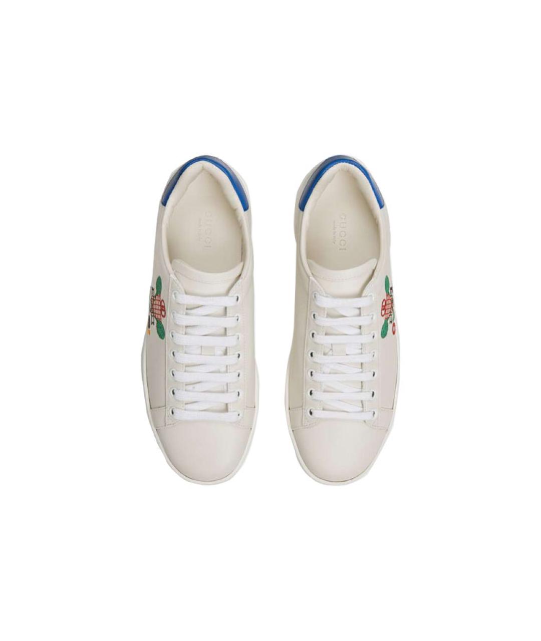 GUCCI Белые кожаные кеды, фото 4