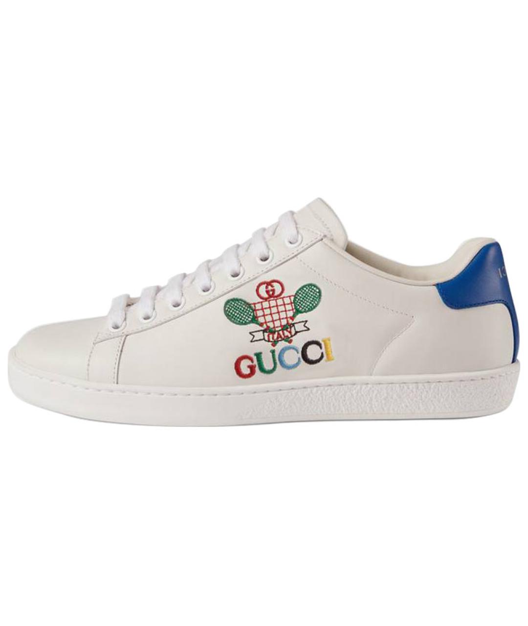 GUCCI Белые кожаные кеды, фото 2