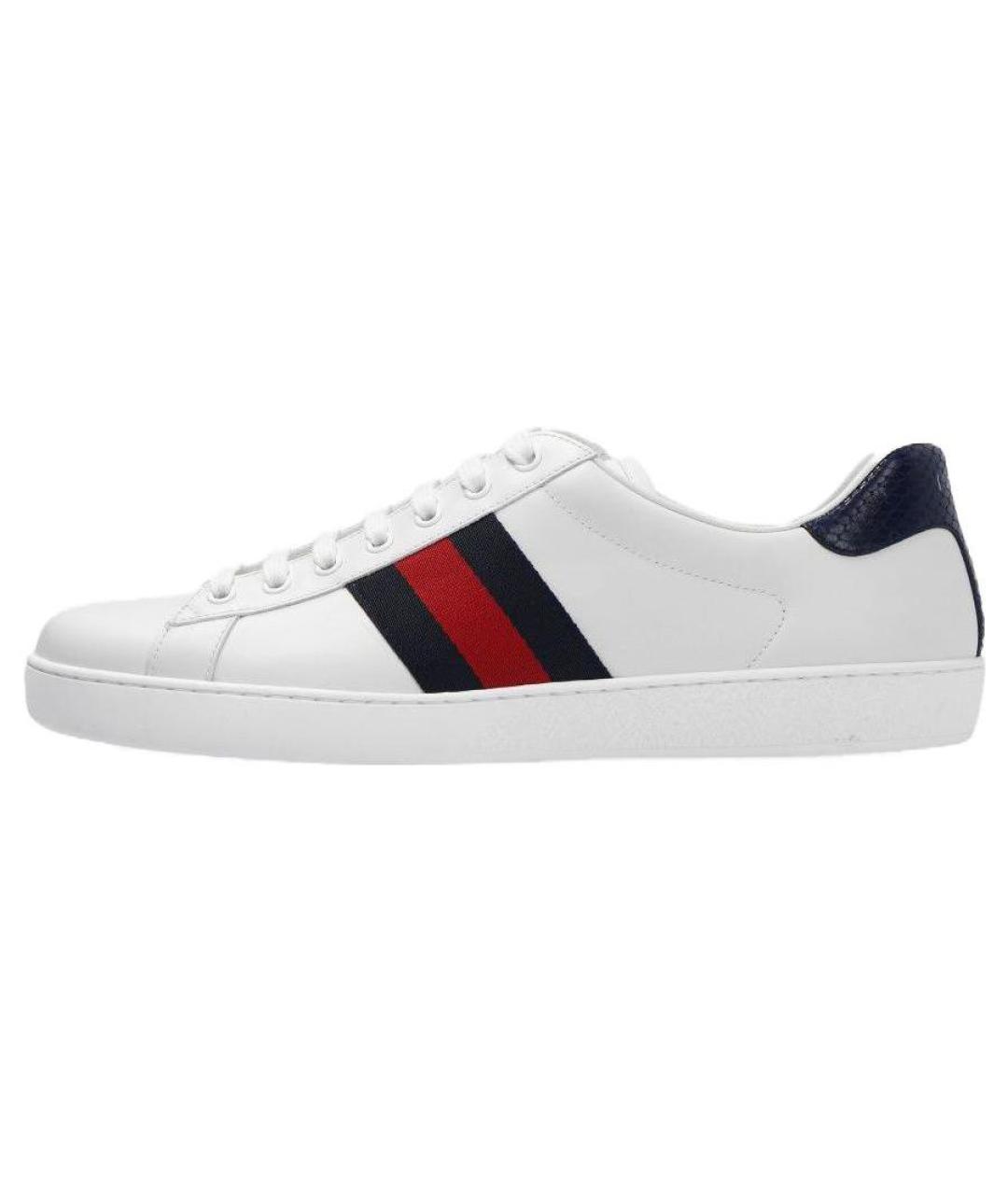 GUCCI Белые кожаные низкие кроссовки / кеды, фото 2