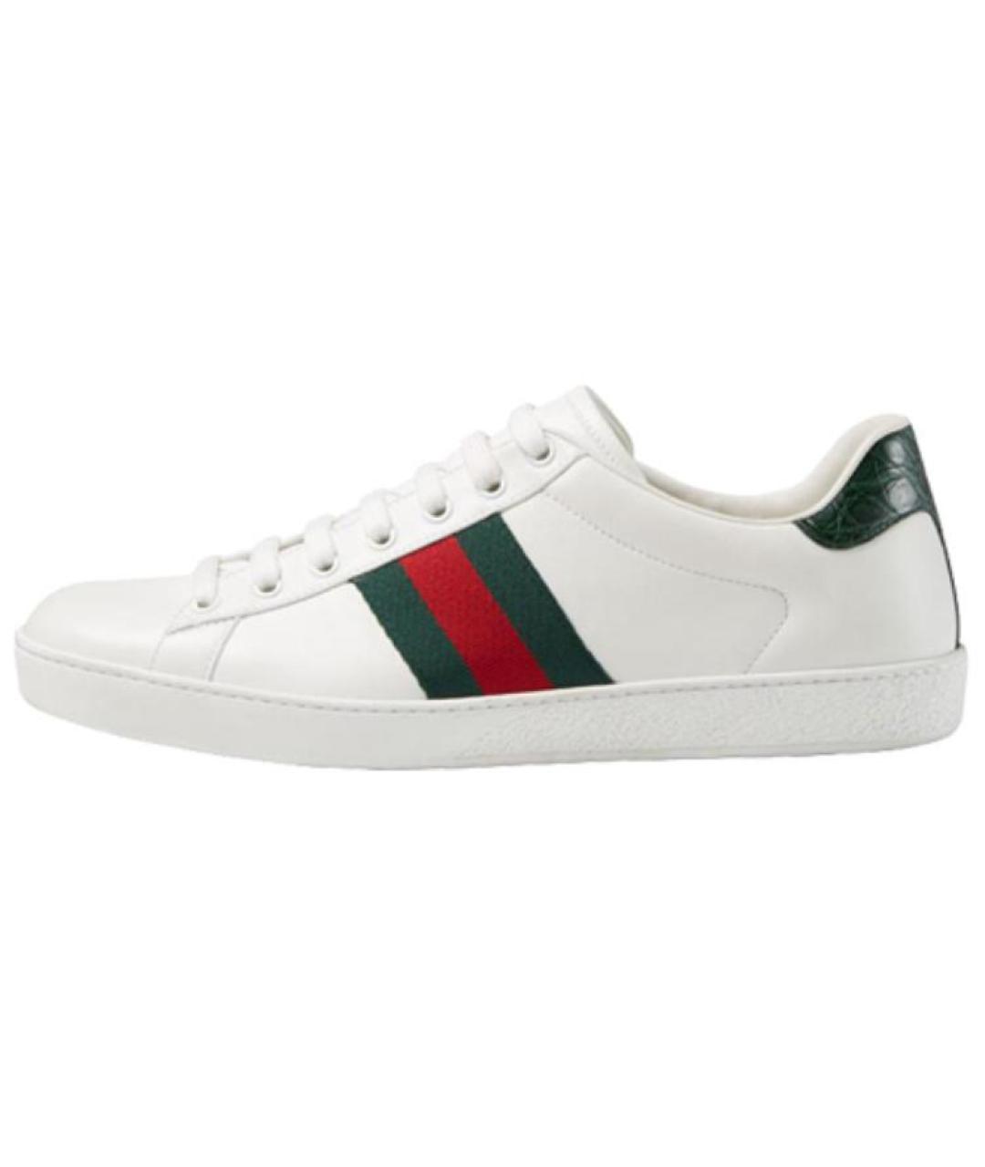 GUCCI Белые кожаные низкие кроссовки / кеды, фото 2