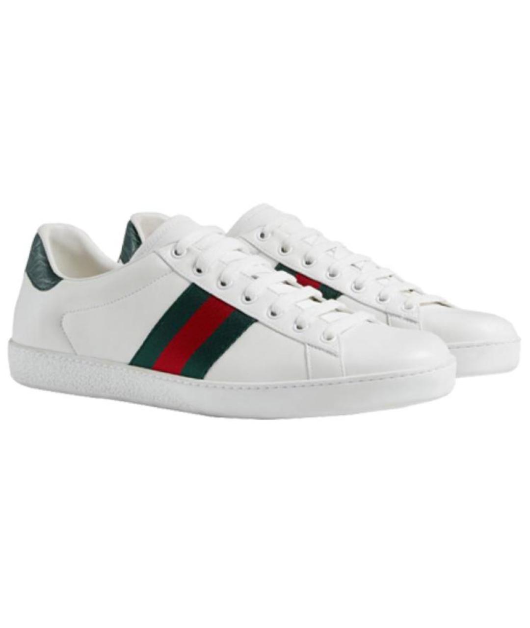 GUCCI Белые кожаные низкие кроссовки / кеды, фото 3