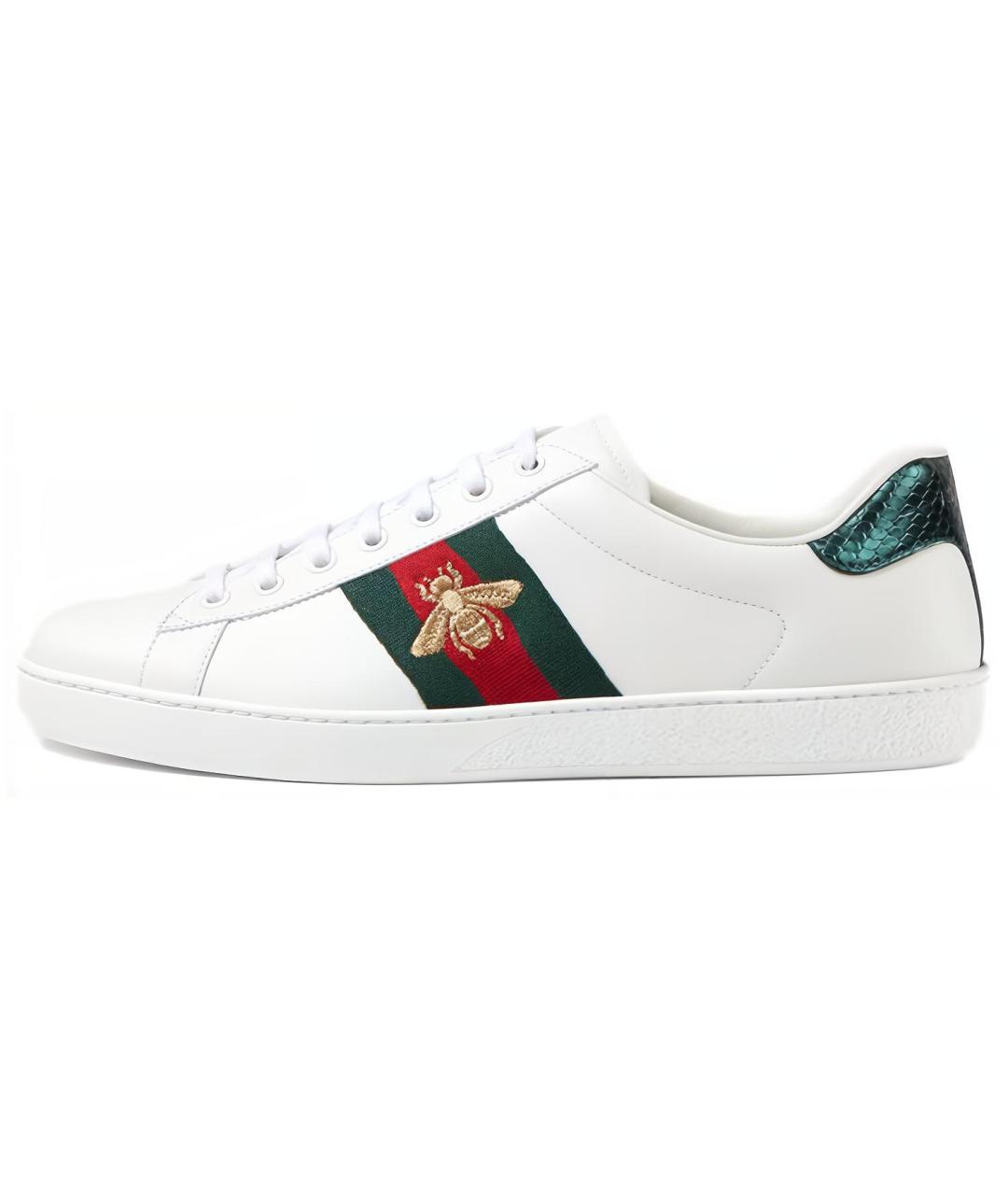 GUCCI Белые кожаные низкие кроссовки / кеды, фото 2