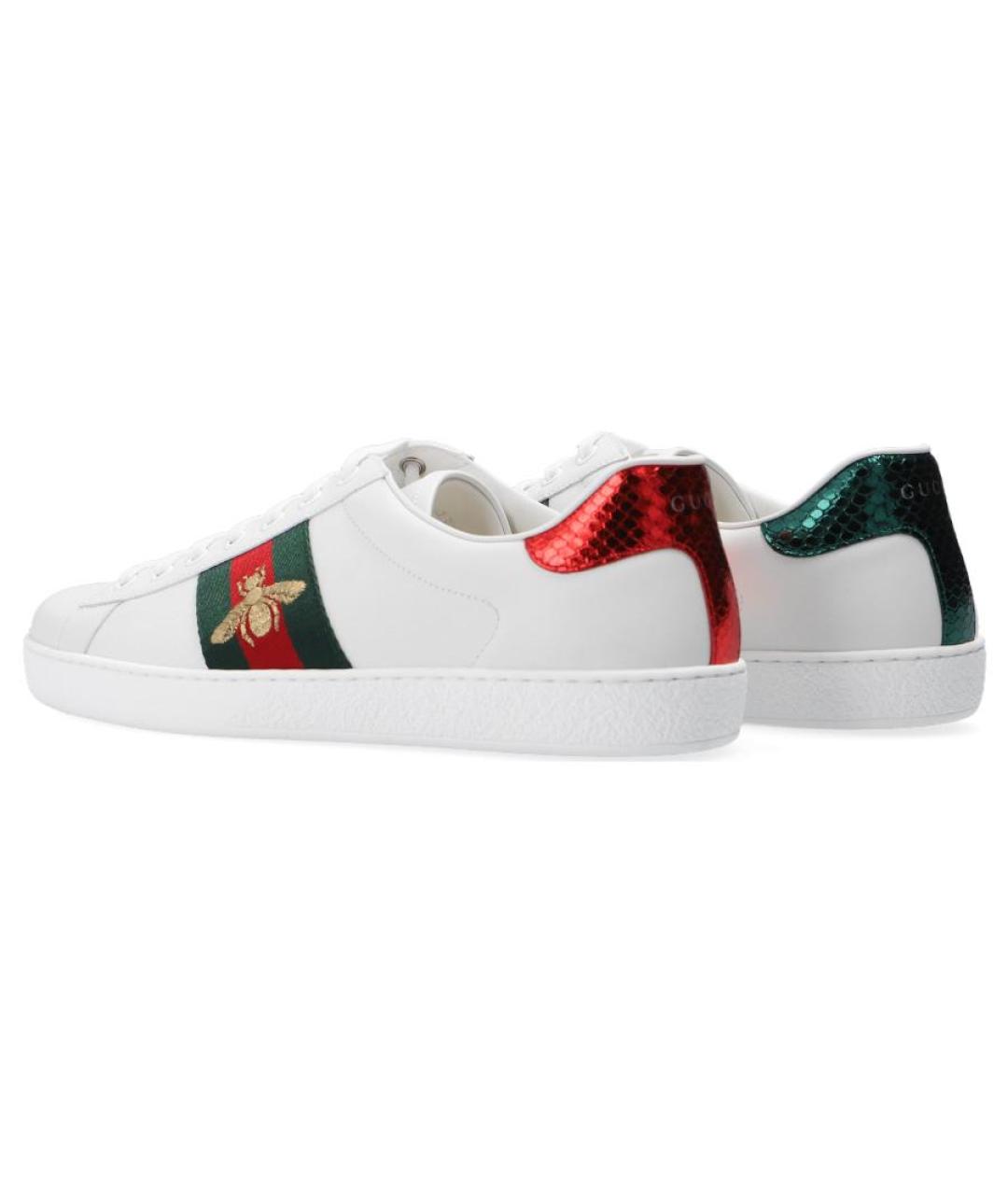 GUCCI Белые кожаные низкие кроссовки / кеды, фото 5