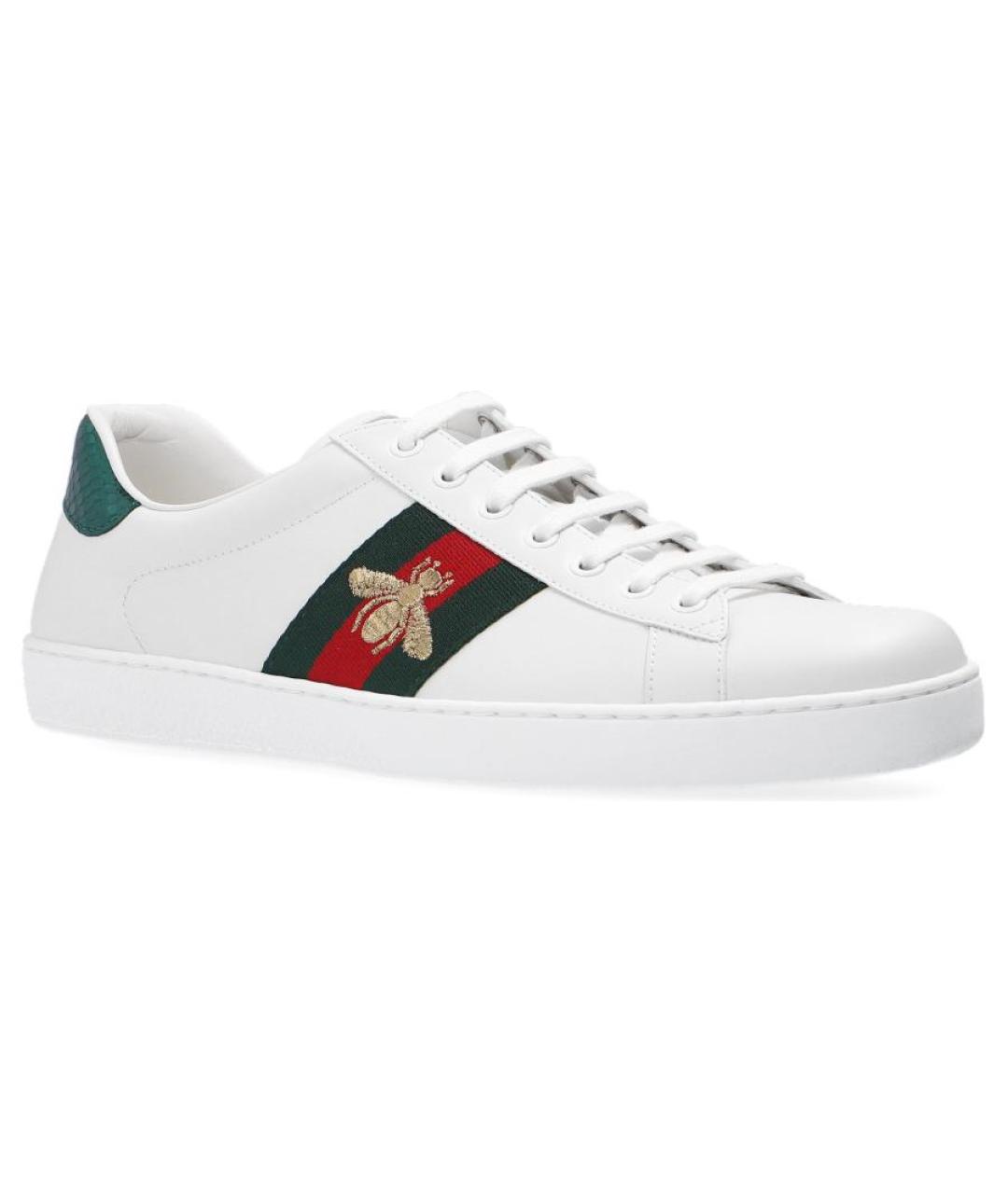 GUCCI Белые кожаные низкие кроссовки / кеды, фото 3