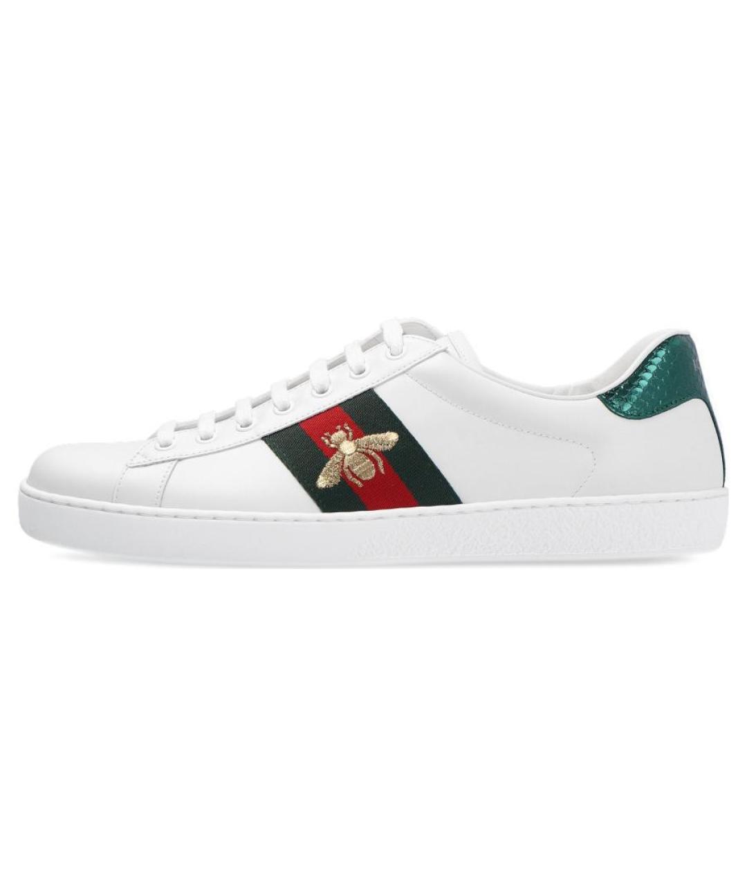 GUCCI Белые кожаные низкие кроссовки / кеды, фото 2