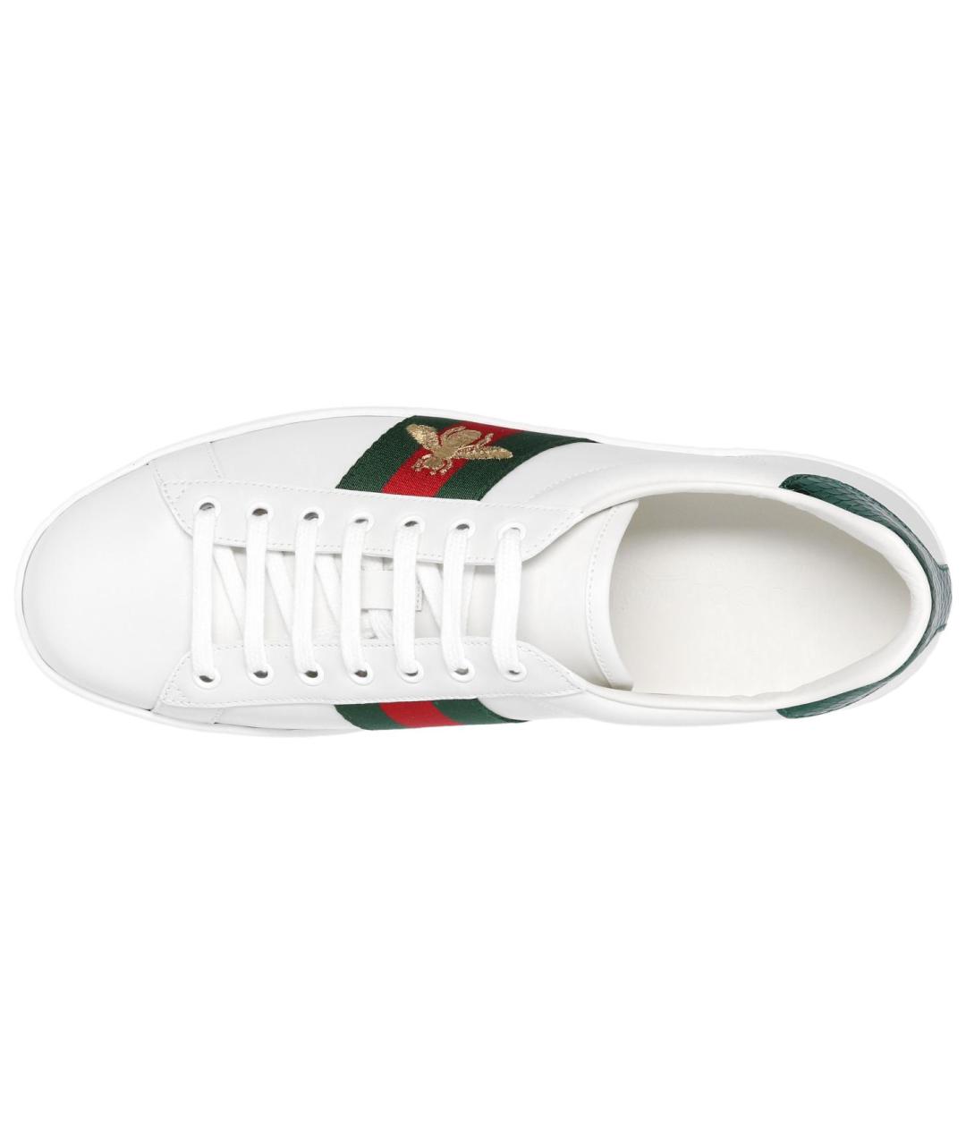 GUCCI Белые кожаные низкие кроссовки / кеды, фото 4