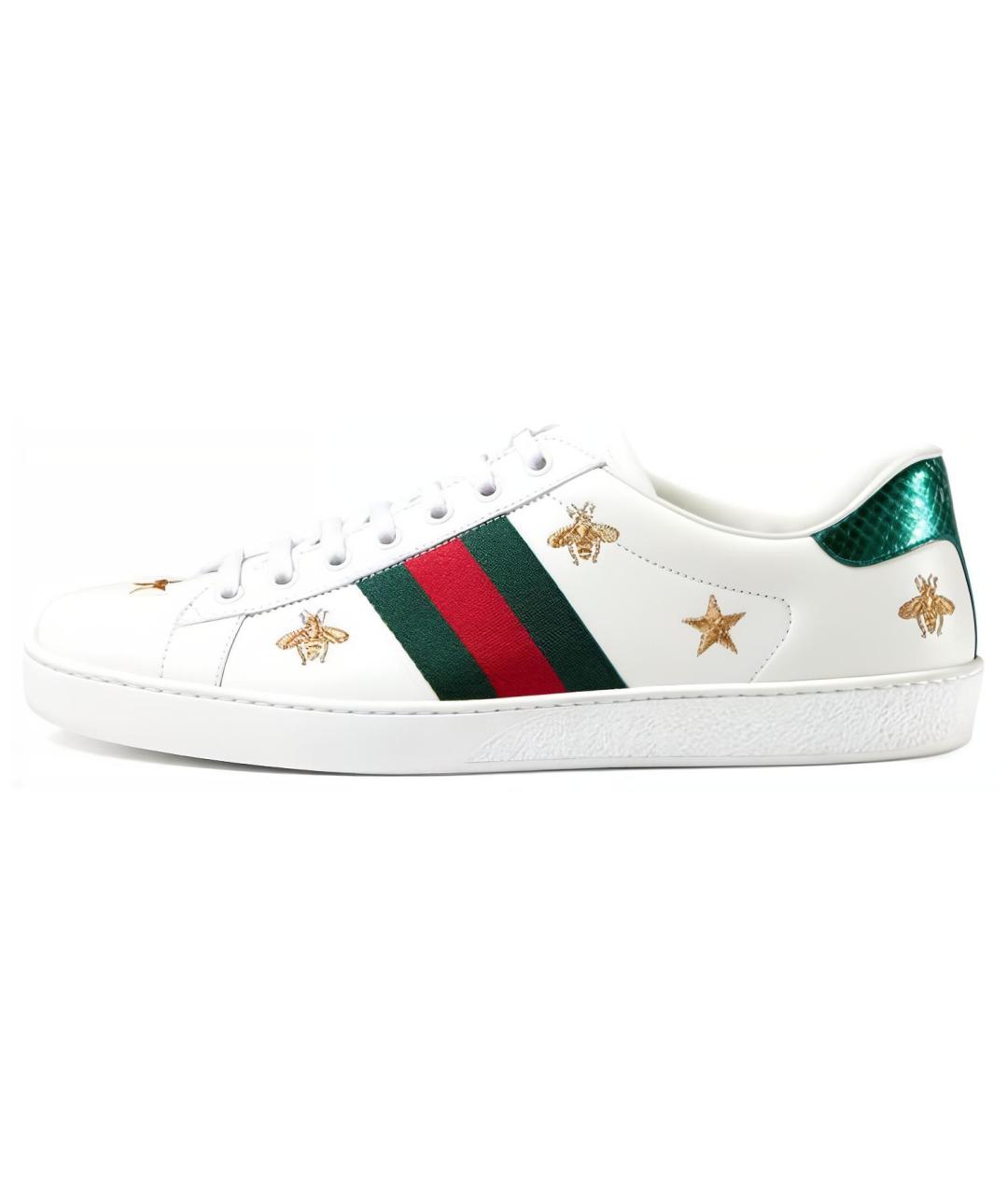GUCCI Белые кожаные низкие кроссовки / кеды, фото 2