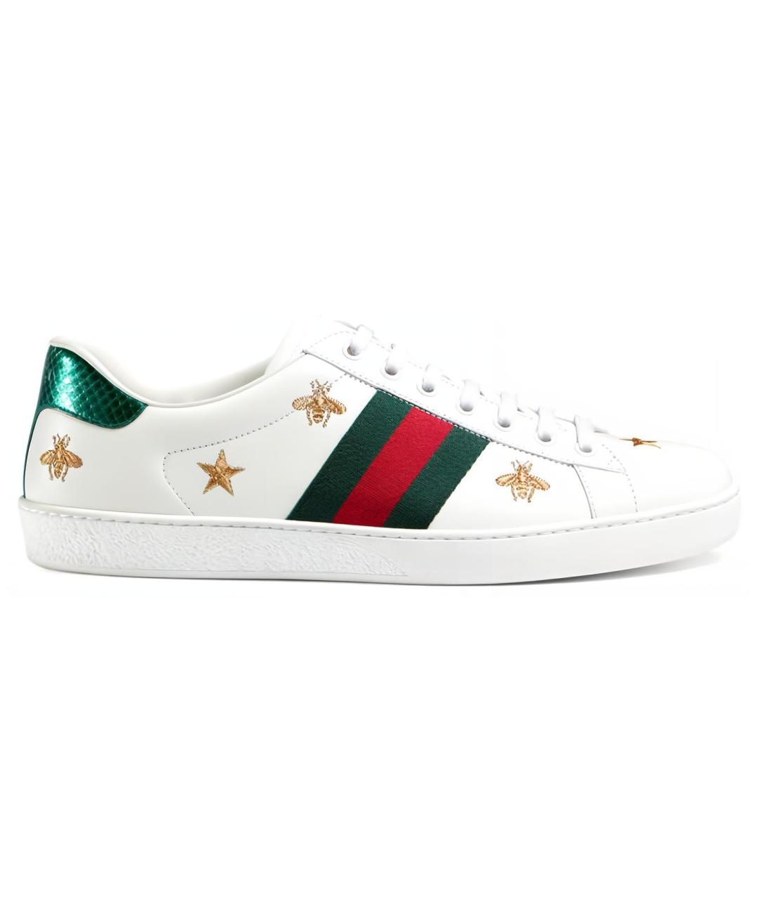 GUCCI Белые кожаные низкие кроссовки / кеды, фото 1