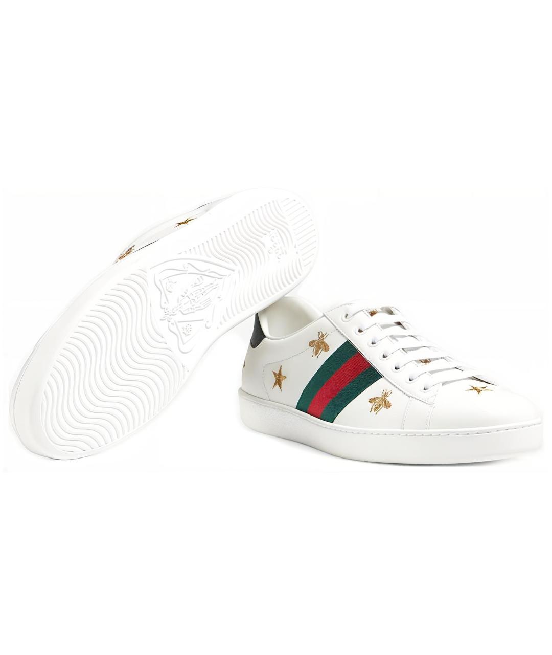 GUCCI Белые кожаные низкие кроссовки / кеды, фото 6
