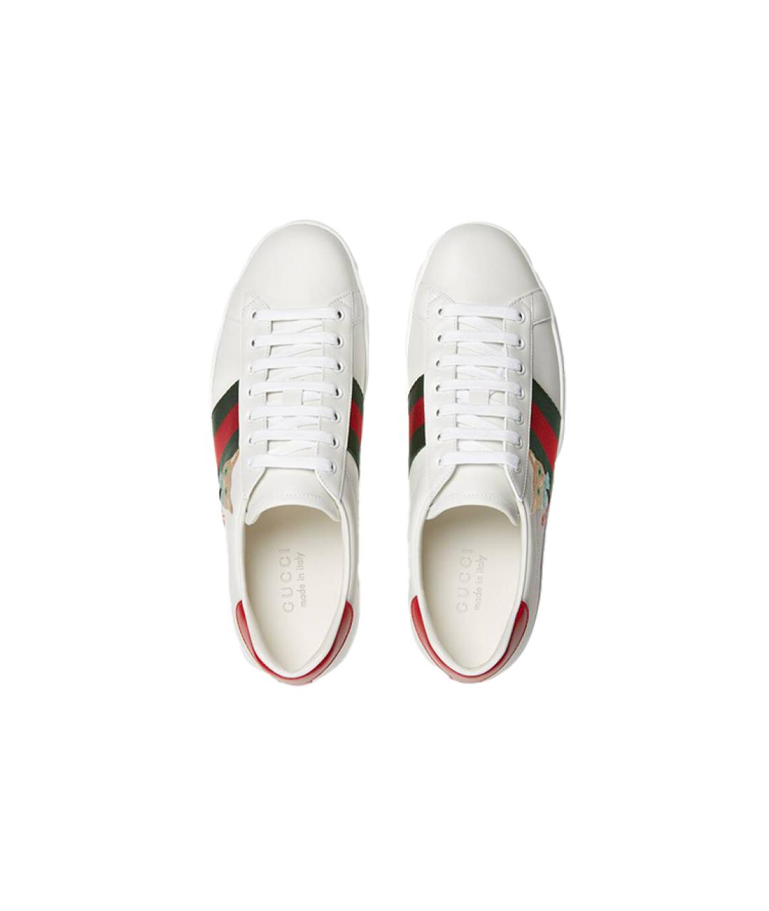 GUCCI Белые кожаные низкие кроссовки / кеды, фото 3
