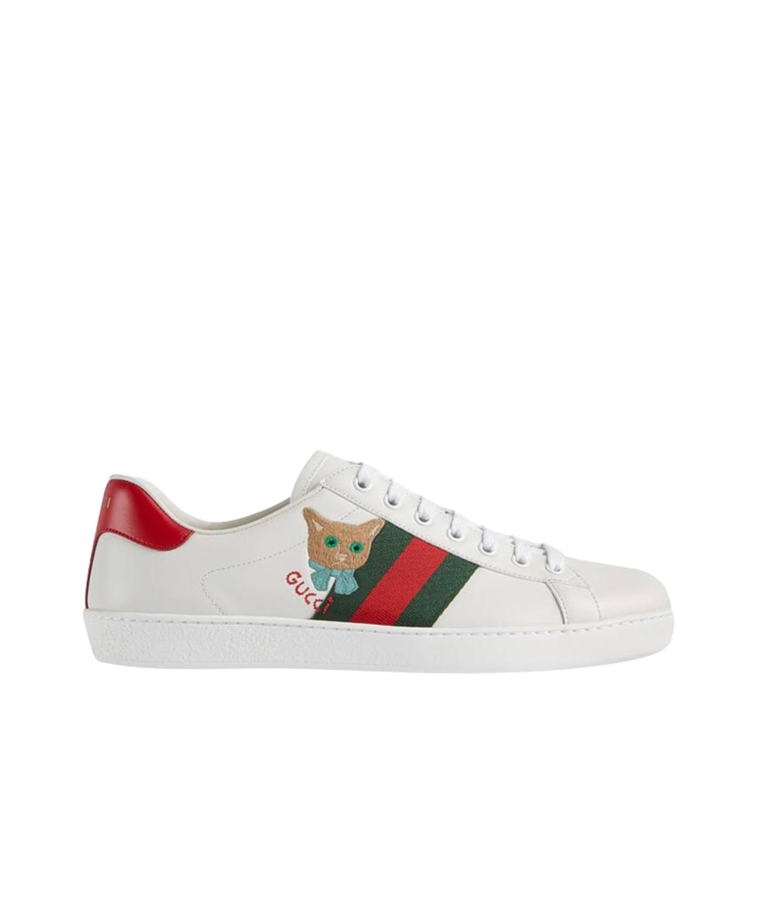 GUCCI Белые кожаные низкие кроссовки / кеды, фото 1