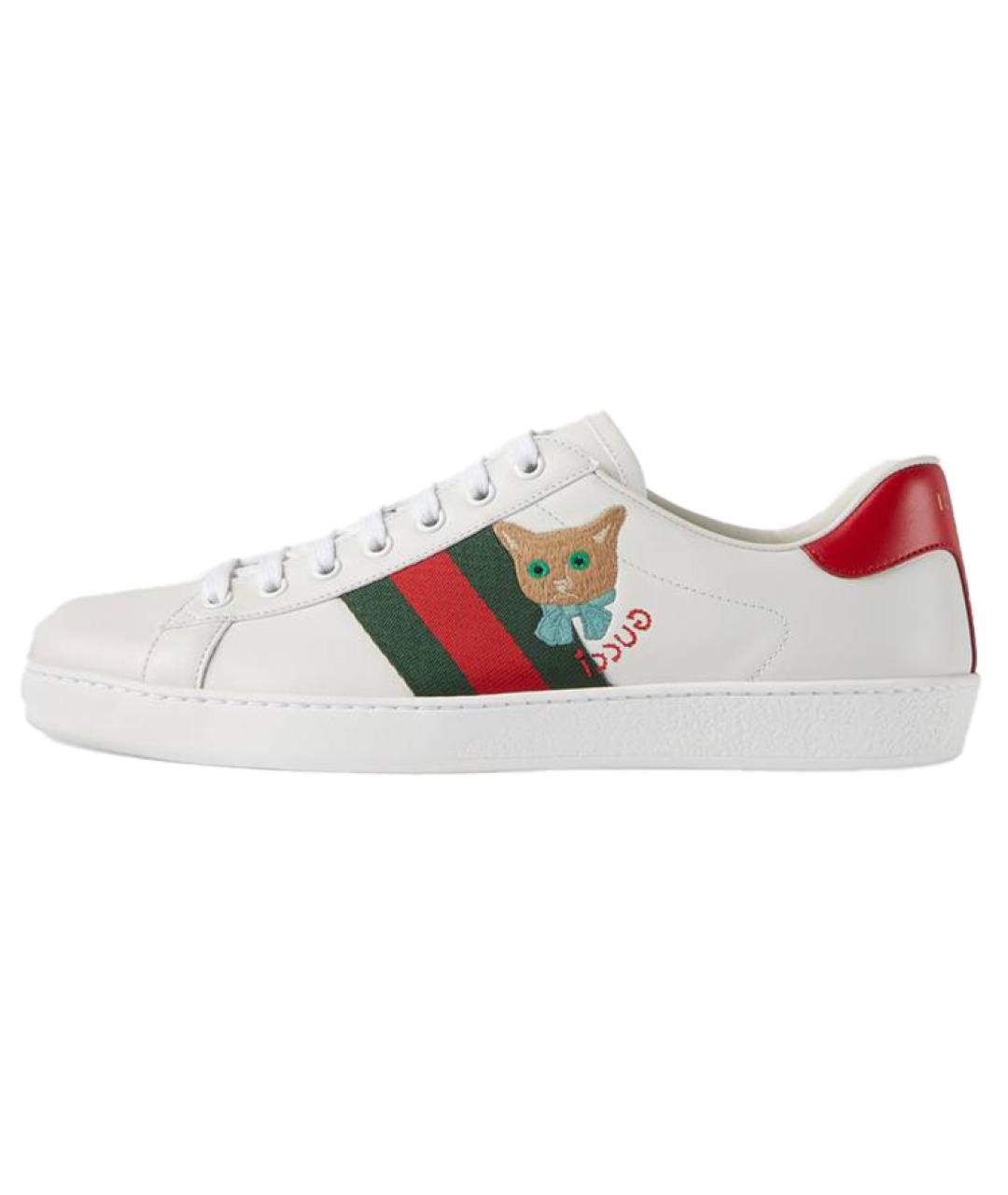 GUCCI Белые кожаные низкие кроссовки / кеды, фото 6