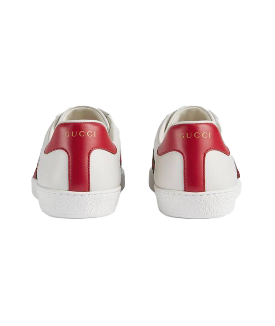 GUCCI Белые кожаные низкие кроссовки / кеды, фото 4