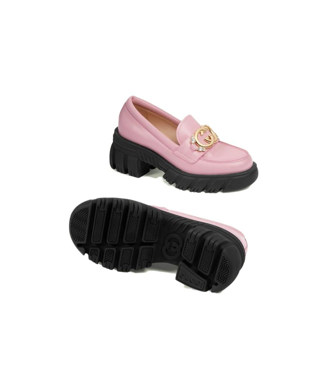 GUCCI Розовые кожаные лоферы, фото 6