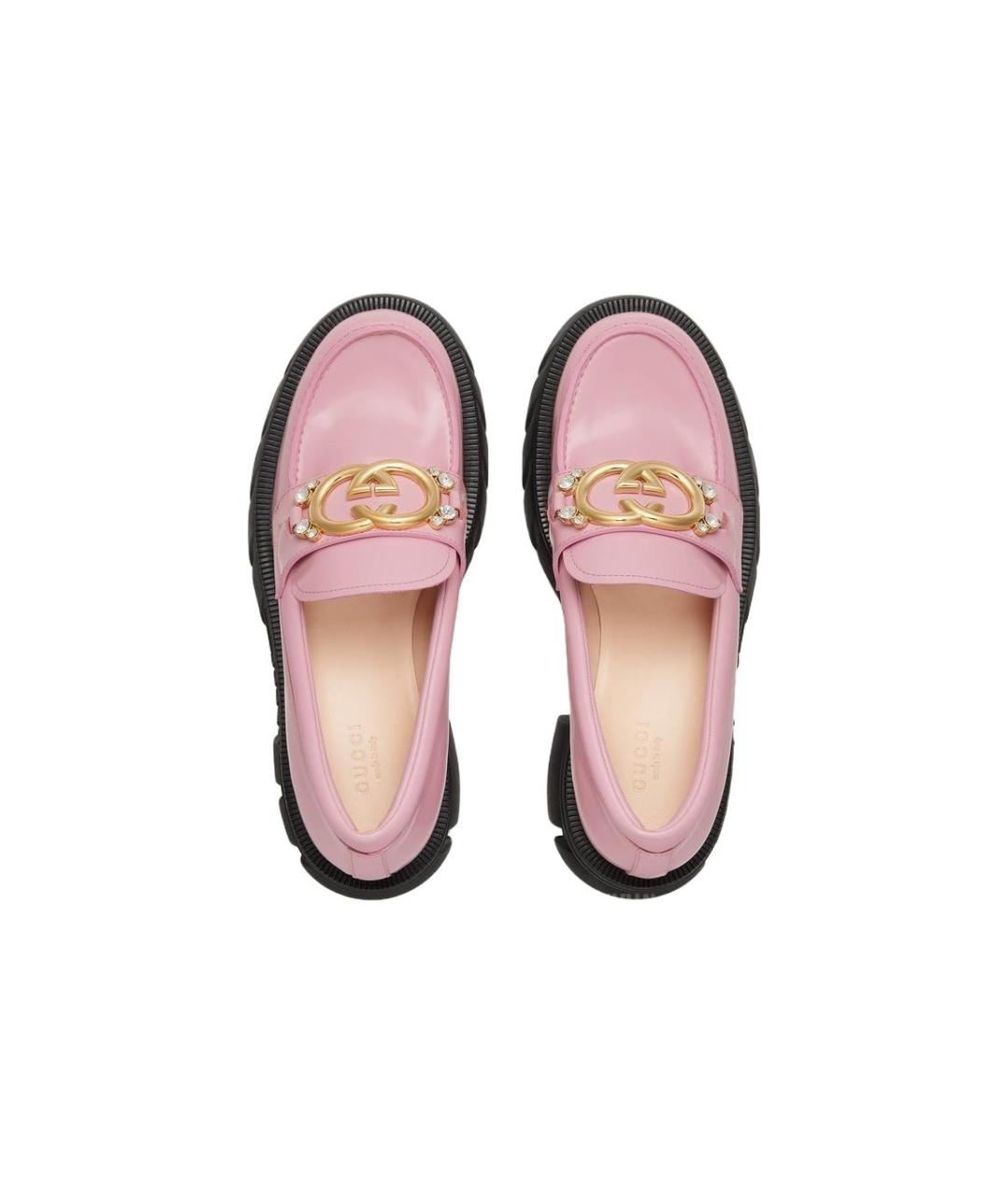 GUCCI Розовые кожаные лоферы, фото 4