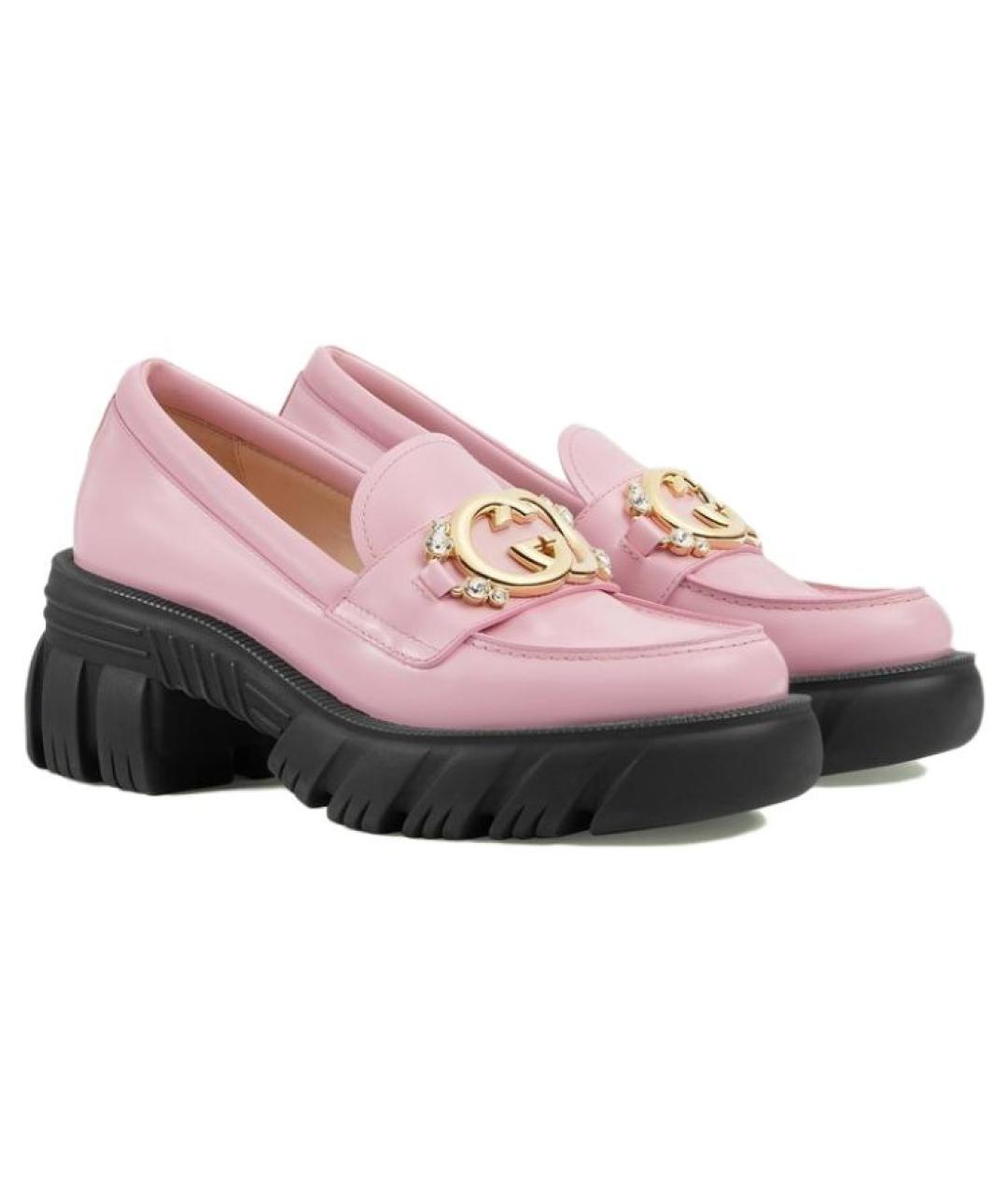 GUCCI Розовые кожаные лоферы, фото 3