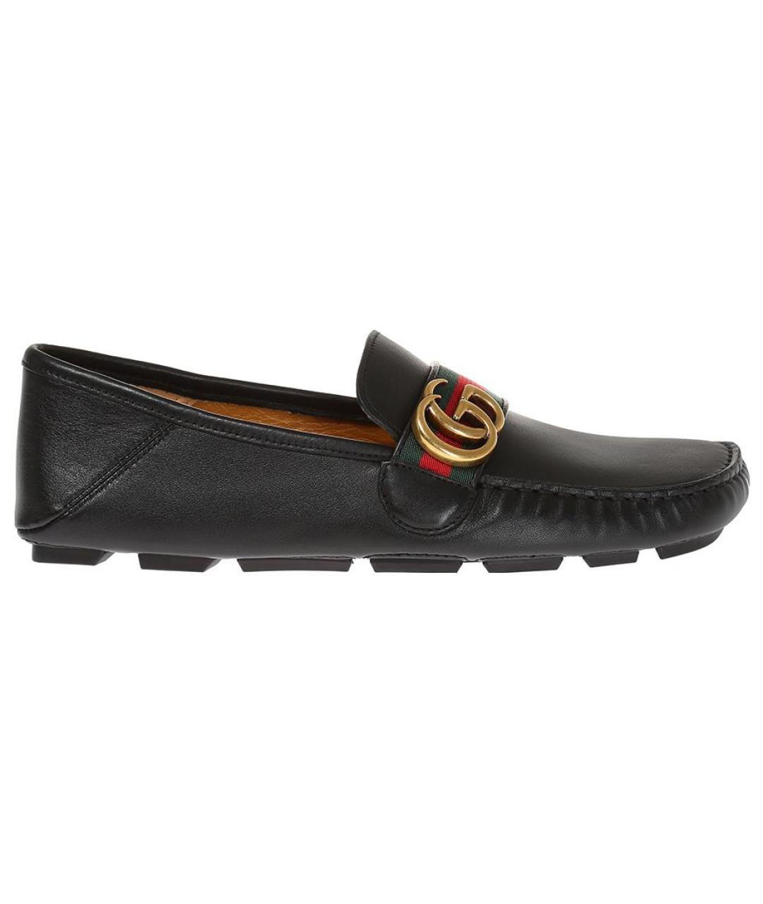 GUCCI Черные кожаные лоферы, фото 1