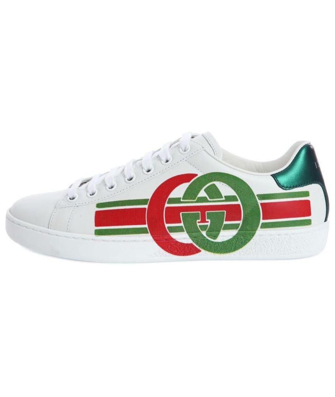 GUCCI Белые кожаные кеды, фото 2