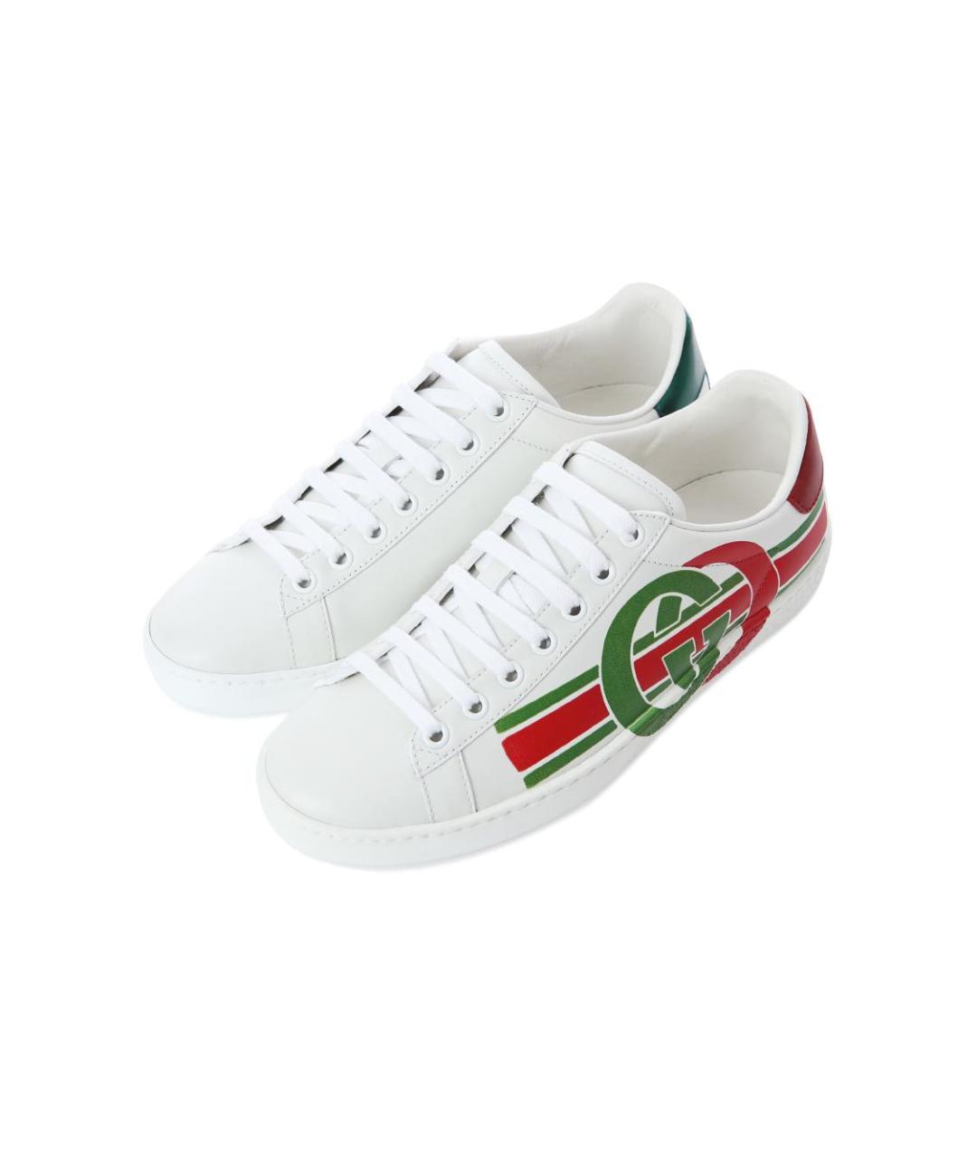 GUCCI Белые кожаные кеды, фото 3