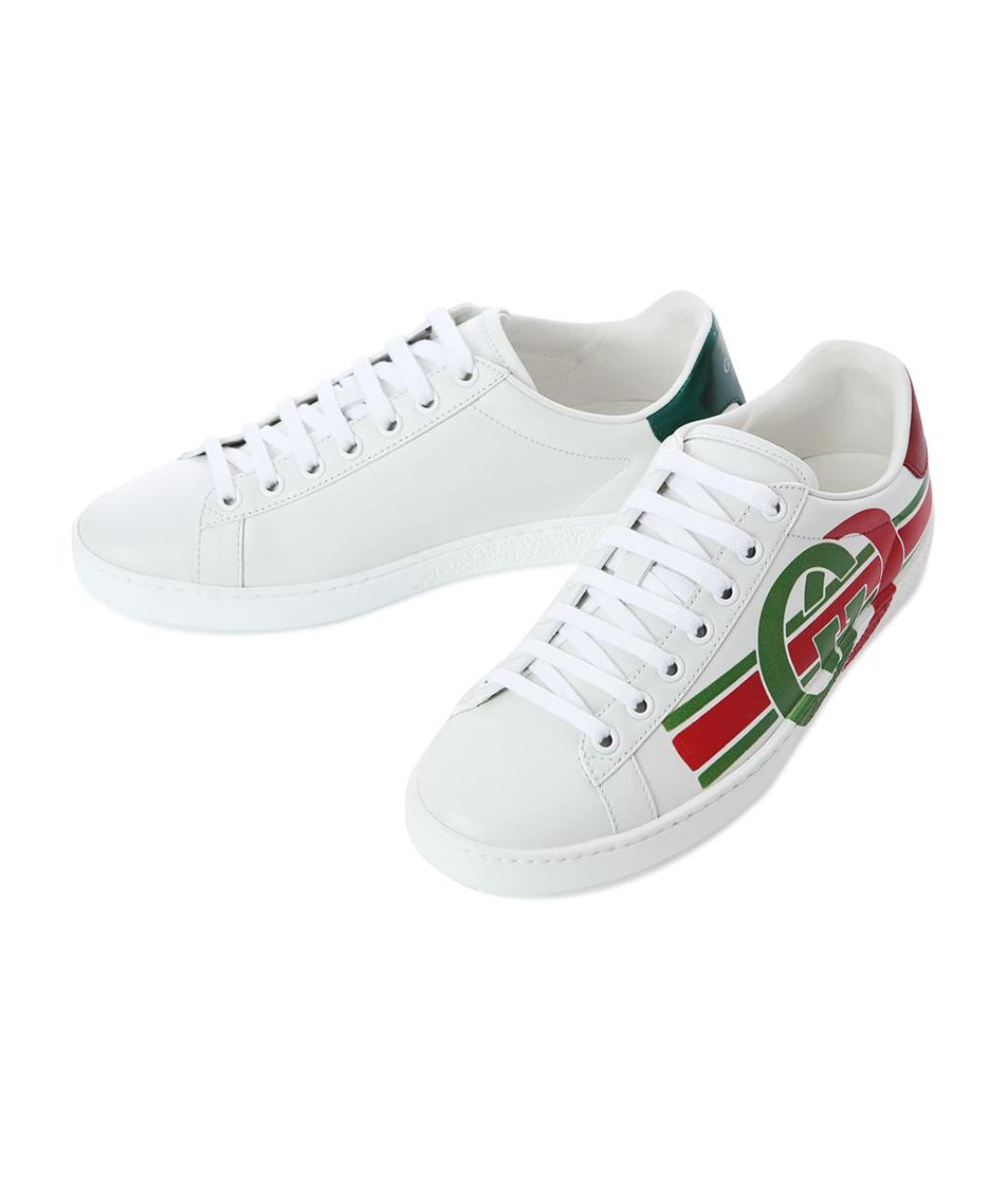 GUCCI Белые кожаные кеды, фото 4