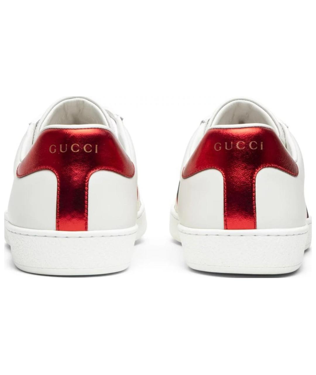 GUCCI Белые кожаные низкие кроссовки / кеды, фото 4