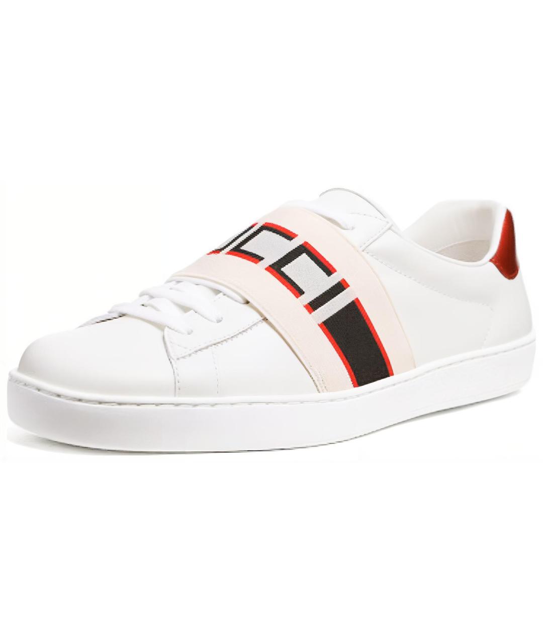 GUCCI Белые кожаные низкие кроссовки / кеды, фото 3