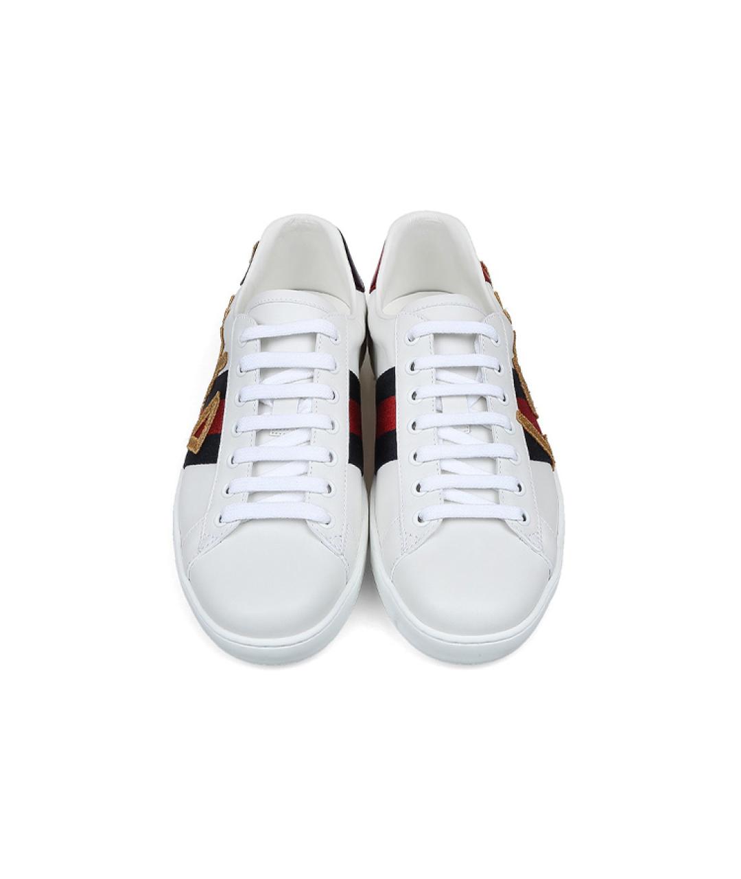 GUCCI Белые кожаные кеды, фото 4