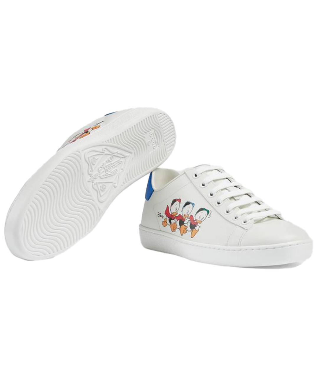 GUCCI Белые кожаные кеды, фото 6