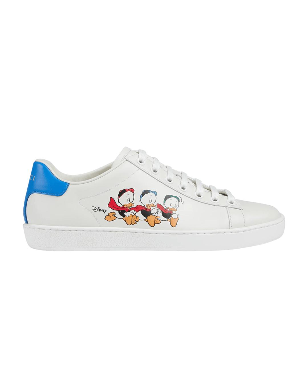 GUCCI Белые кожаные кеды, фото 1