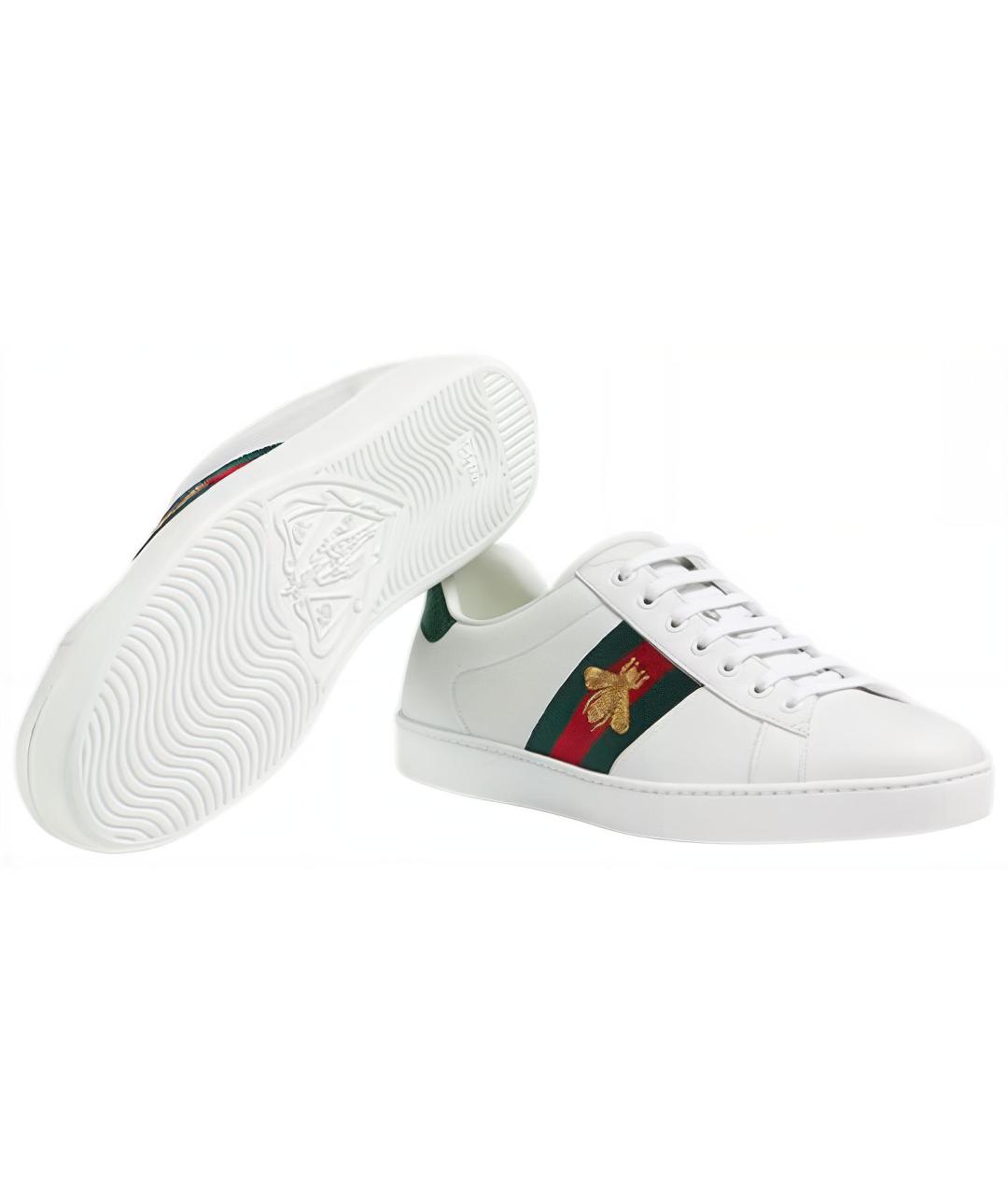 GUCCI Белые кожаные кеды, фото 6