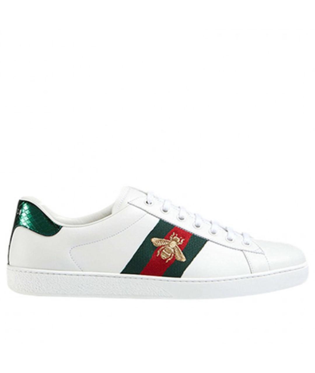 GUCCI Белые кожаные кеды, фото 1