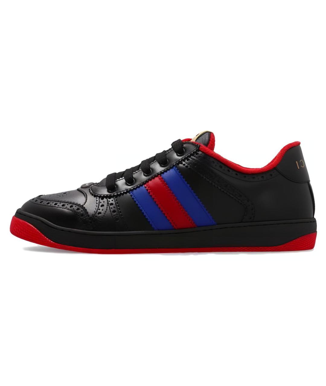 GUCCI Черные кожаные низкие кроссовки / кеды, фото 2